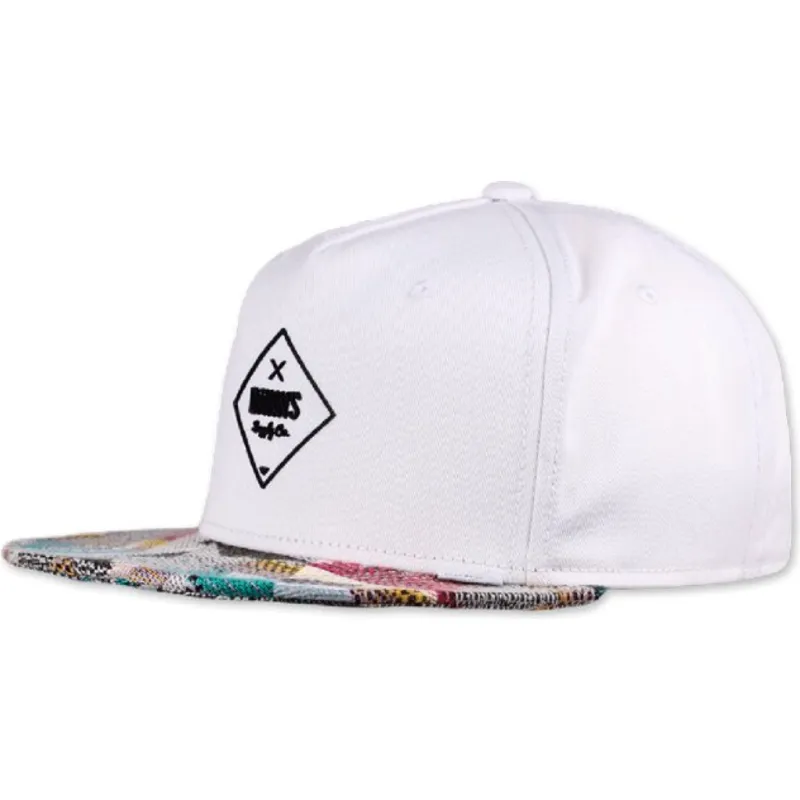 casquette-plate-blanche-et-multicolore-snapback-rubber-aztek-djinns