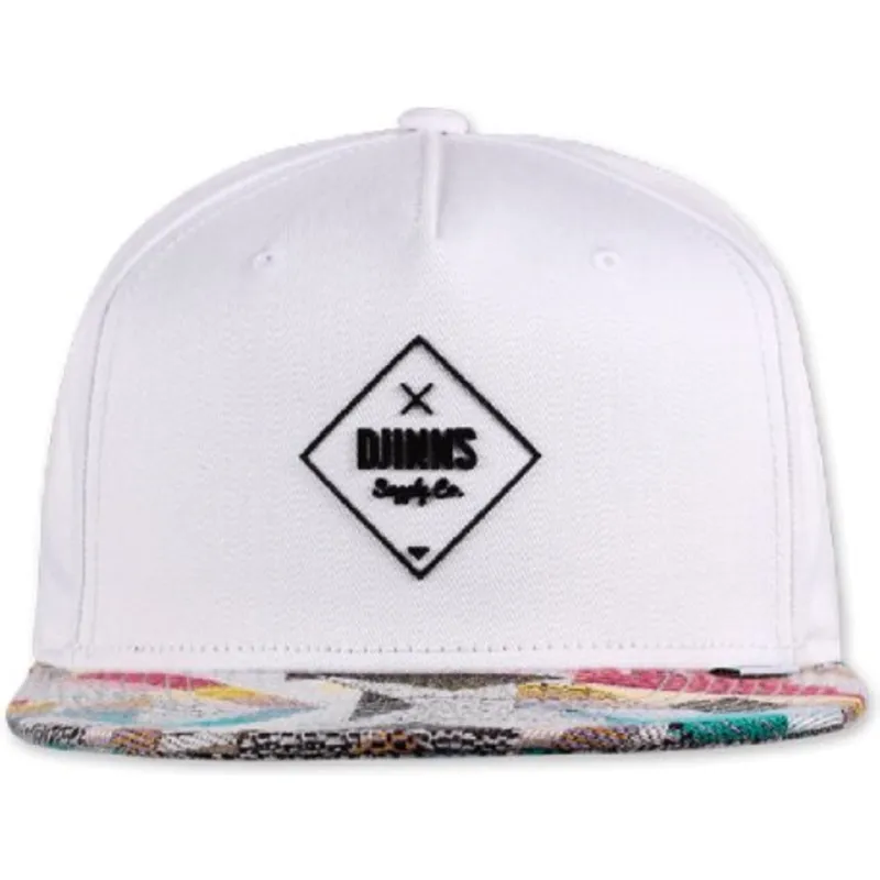 casquette-plate-blanche-et-multicolore-snapback-rubber-aztek-djinns