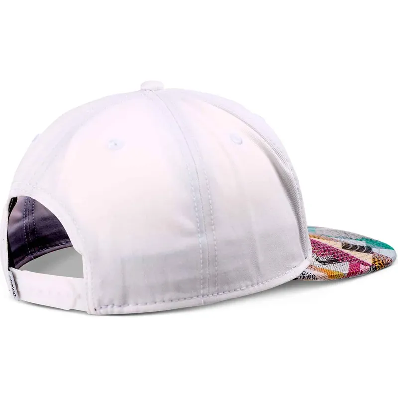 weisse-und-mehrfarbige-flache-snapback-kappe-rubber-aztek-von-djinns