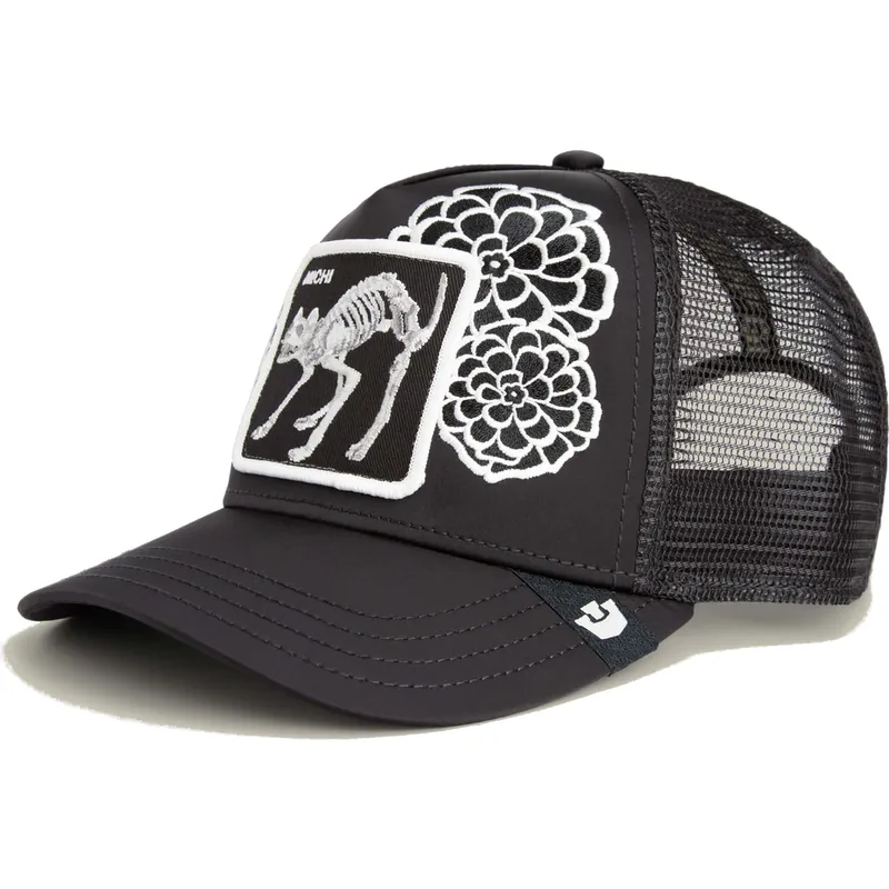 casquette-trucker-noire-chat-dia-de-michi-dia-de-los-muertos-the-farm-goorin-bros