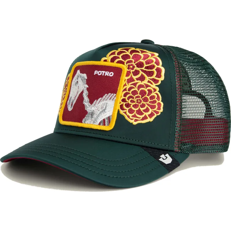 casquette-trucker-verte-cheval-dia-de-potro-dia-de-los-muertos-the-farm-goorin-bros