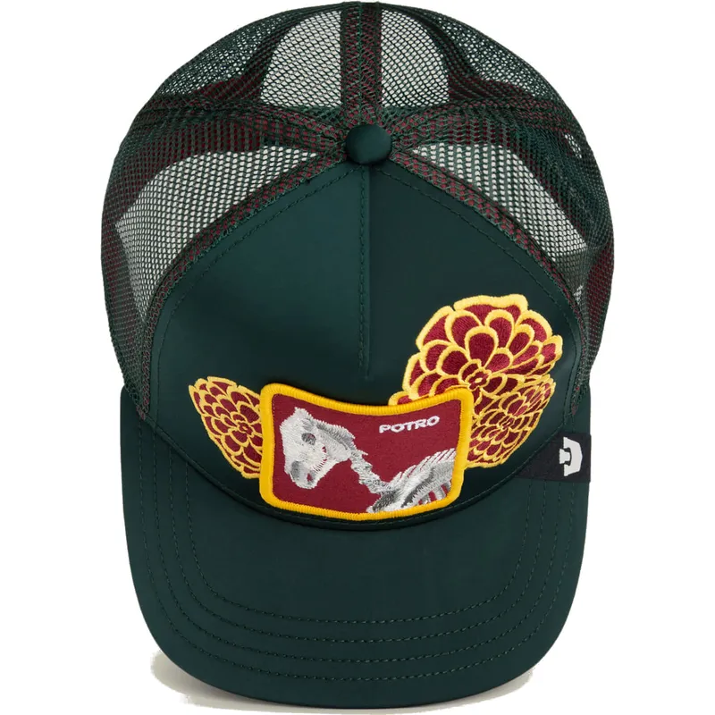 casquette-trucker-verte-cheval-dia-de-potro-dia-de-los-muertos-the-farm-goorin-bros