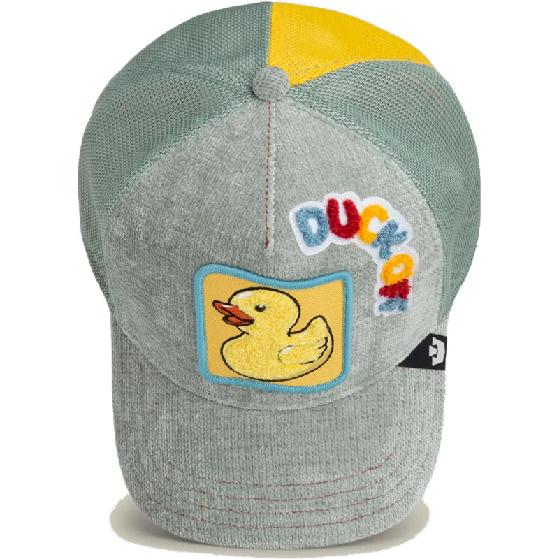 gorra-trucker-gris-y-amarilla-pato-duck-off-ducking-autocorrect-happy-thoughts-the-farm-de-goorin-bros