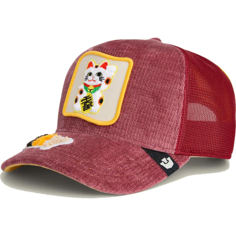cepur-izliekta-soferis-sarkans-snapback-gato-lucky-maneki-neko-happy-thoughts-the-farm-the-farm-no-goorin-bros