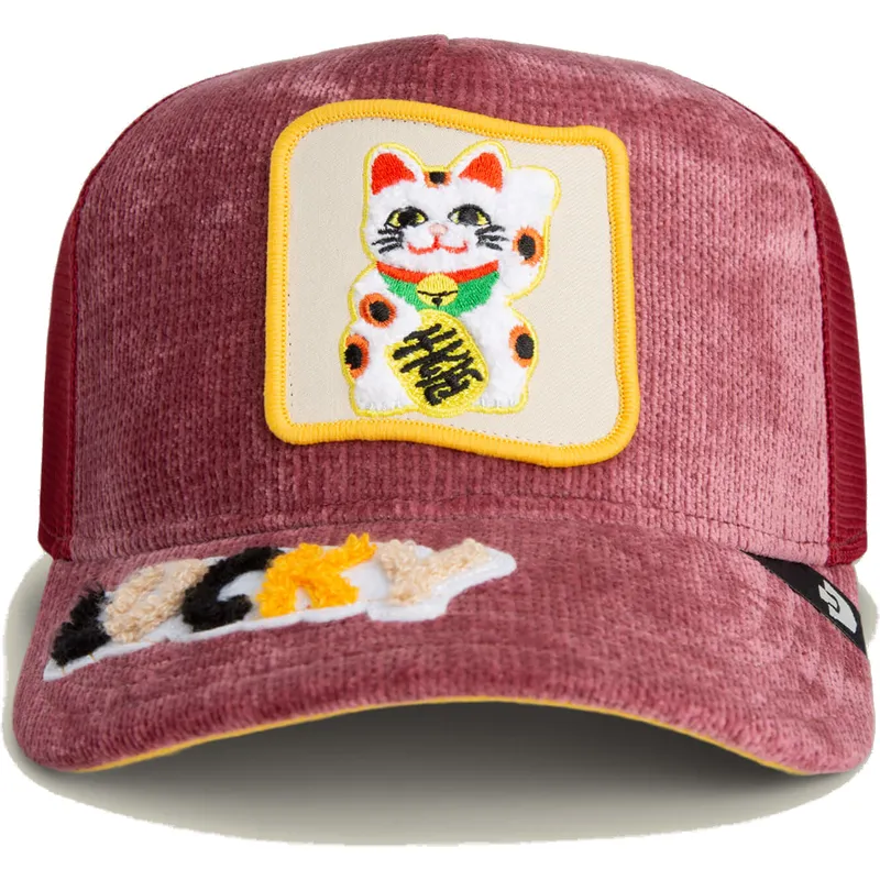 gorra-trucker-roja-gato-lucky-maneki-neko-happy-thoughts-the-farm-de-goorin-bros