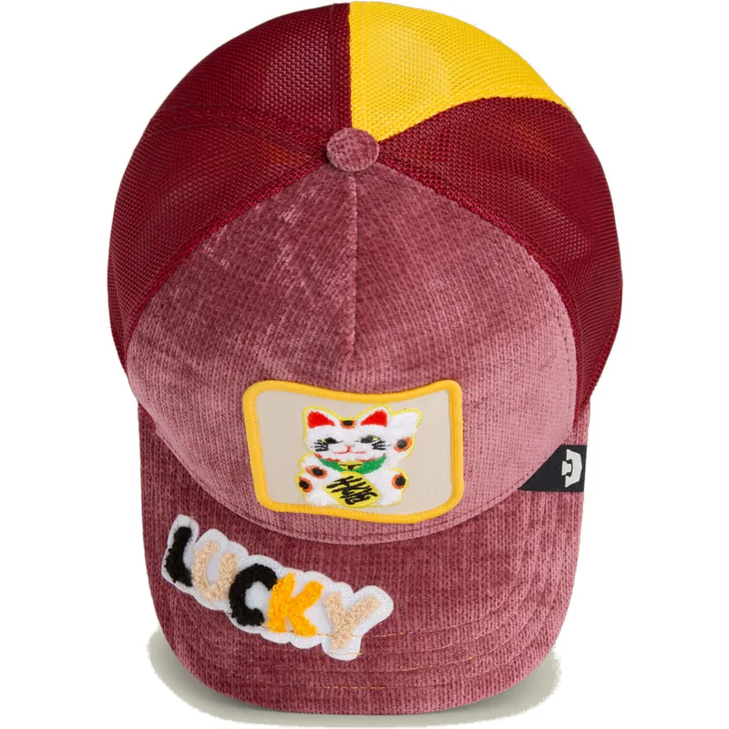 casquette-trucker-rouge-chat-lucky-maneki-neko-happy-thoughts-the-farm-goorin-bros