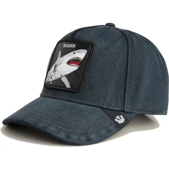 Gorra curva negra denim snapback tiburón Smurf The Showdown The Farm de Goorin Bros.