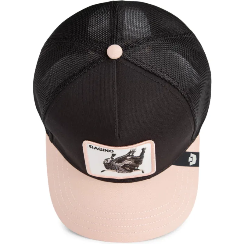 casquette-trucker-noire-et-beige-bull-raging-llub-flip-side-2-the-farm-goorin-bros