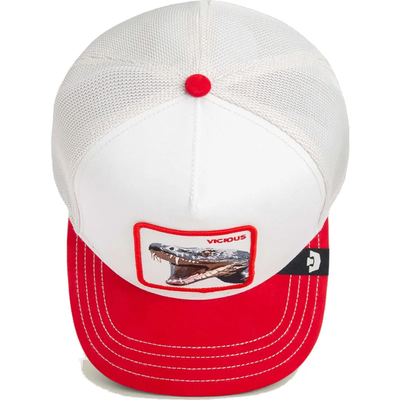 cepur-izliekta-truckeris-balts-snapback-vicious-suede-snake-suede-truckers-the-farm-no-goorin-bros