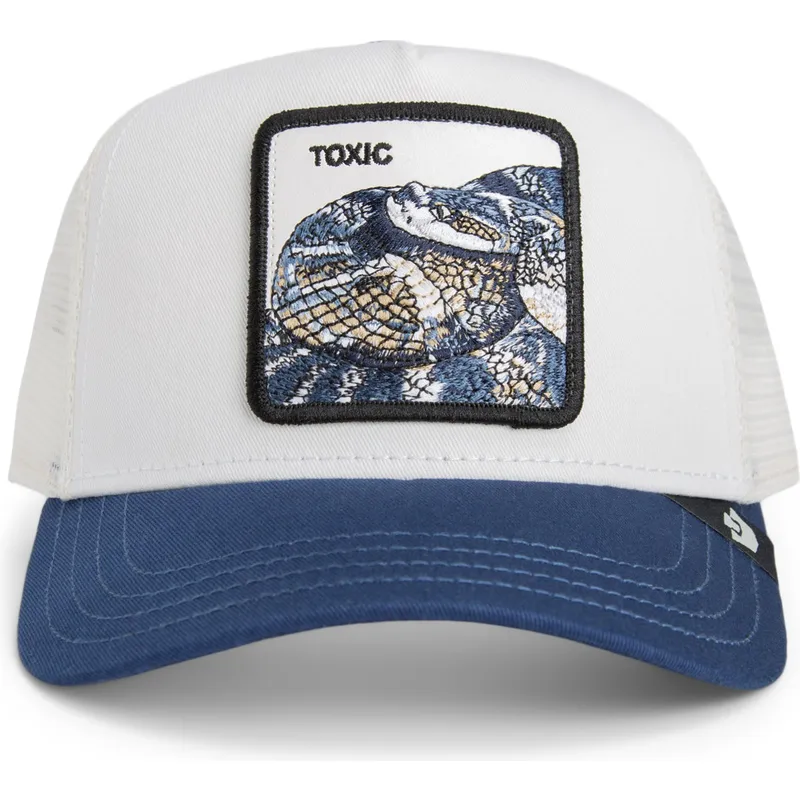 casquette-trucker-blanche-et-bleue-serpent-toxic-trucker-sport-the-farm-goorin-bros
