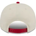 new-era-curved-brim-9fifty-a-frame-precurved-hardwood-classics-atlanta-hawks-nba-beige-and-red-snapback-cap