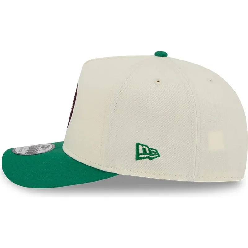casquette-courbee-beige-et-verte-snapback-9fifty-a-frame-precurved-hardwood-classics-boston-celtics-nba-new-era