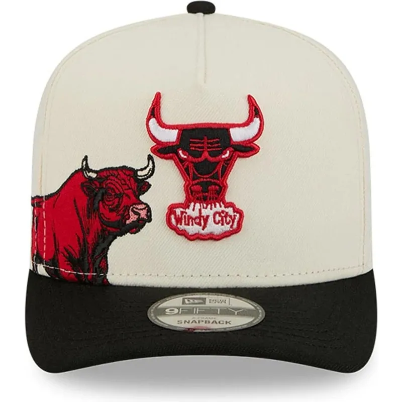 beige-und-schwarze-gebogene-snapback-kappe-9fifty-a-frame-precurved-hardwood-classics-der-chicago-bulls-nba-von-new-era