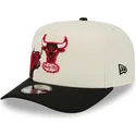 beige-och-svart-bojd-keps-snapback-9fifty-a-frame-precurved-hardwood-classics-fran-chicago-bulls-nba-av-new-era