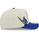 beige-und-blaue-gebogene-snapback-kappe-9fifty-a-frame-precurved-hardwood-classics-von-golden-state-warriors-nba-von-new-era
