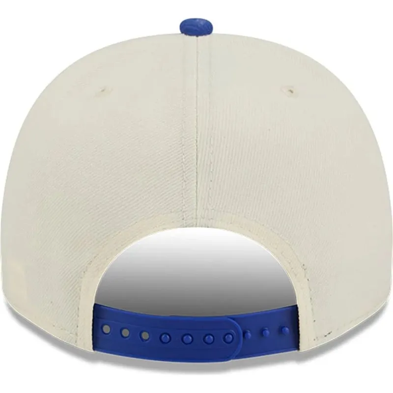 beige-und-blaue-gebogene-snapback-kappe-9fifty-a-frame-precurved-hardwood-classics-von-golden-state-warriors-nba-von-new-era