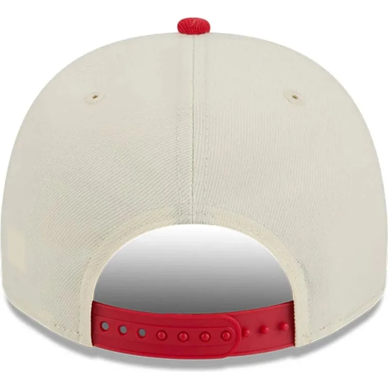gorra-curva-beige-y-roja-snapback-9fifty-a-frame-precurved-hardwood-classics-de-houston-rockets-nba-de-new-era