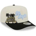 new-era-curved-brim-9fifty-a-frame-precurved-hardwood-classics-los-angeles-lakers-nba-beige-and-black-snapback-cap