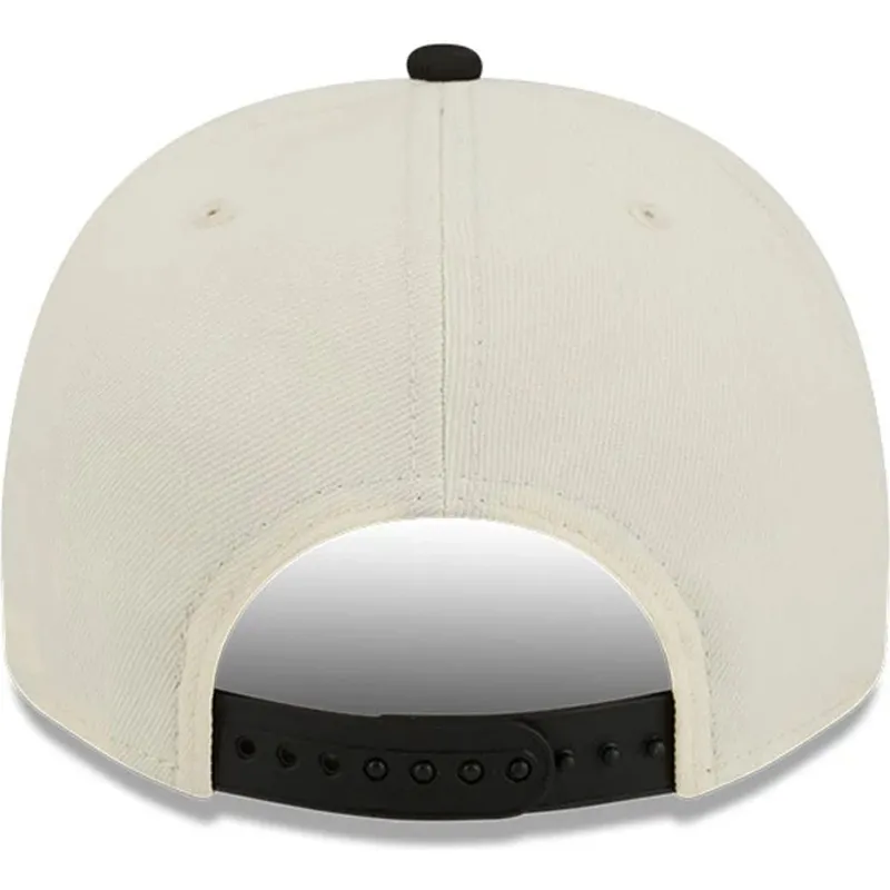 casquette-courbee-beige-et-noire-snapback-9fifty-a-frame-precurved-hardwood-classics-milwaukee-bucks-nba-new-era