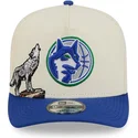 beige-und-blaue-gebogene-snapback-kappe-9fifty-a-frame-precurved-hardwood-classics-der-minnesota-timberwolves-nba-von-new-era