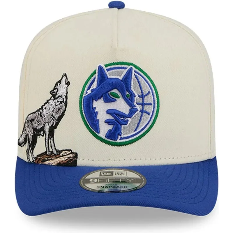bezowo-niebieska-zakrzywiona-czapka-snapback-9fifty-a-frame-precurved-hardwood-classics-minnesota-timberwolves-nba-new-era