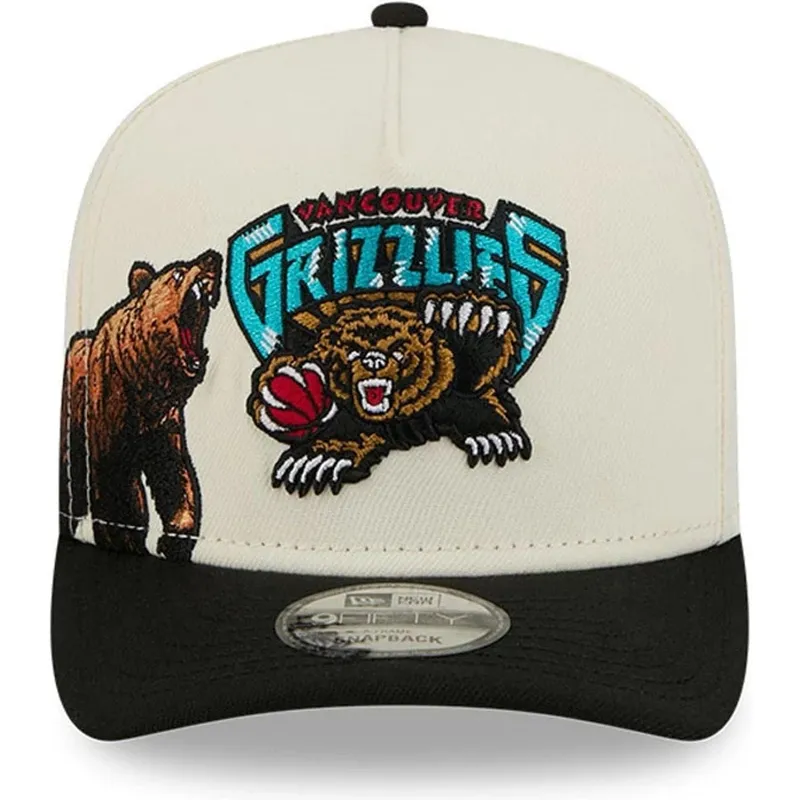 cepur-izliekta-melns-snapback-9fifty-a-frame-precurved-hardwood-classics-no-vancouver-grizzlies-nba-no-new-era