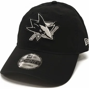 Schwarze verstellbare gebogene Kappe 9TWENTY Stamp der San Jose Sharks NHL von New Era