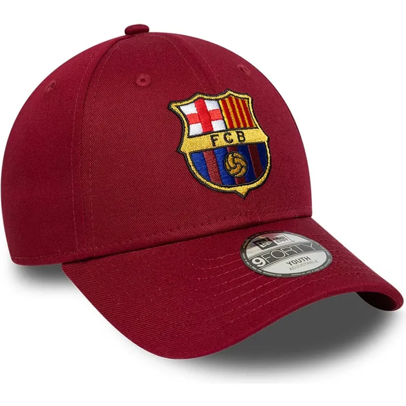 rote-gebogene-verstellbare-kinderkappe-fc-barcelona-laliga-9forty-core-von-new-era