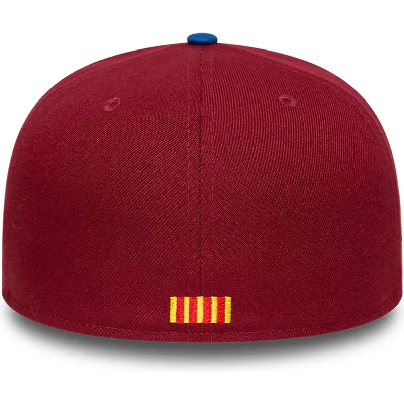 blau-rote-enganliegende-flatcap-fc-barcelona-laliga-59fifty-mes-que-un-club-von-new-era