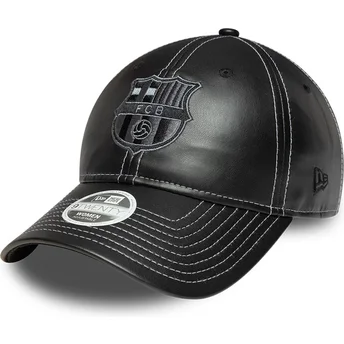 Casquette courbée noire ajustable pour femme FC Barcelona LALIGA 9TWENTY PU Leather New Era
