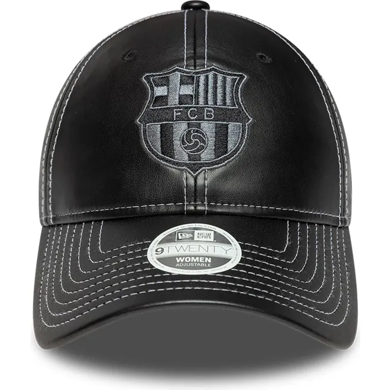 casquette-courbee-noire-ajustable-pour-femme-fc-barcelona-laliga-9twenty-pu-leather-new-era
