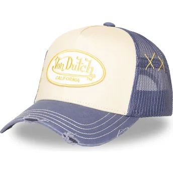 Casquette trucker beige et violette USED 13 Von Dutch