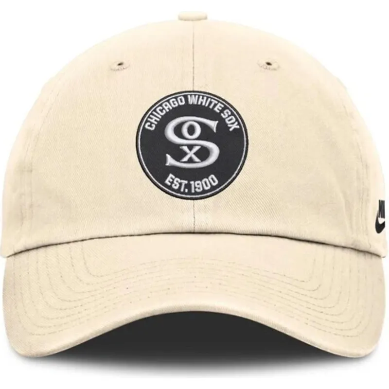 casquette-courbee-beige-ajustable-club-unstructured-organic-cotton-chicago-white-sox-mlb-nike