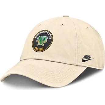 Nike Curved Brim Club Unstructured Organic Cotton Oakland Athletics MLB Beige Adjustable Cap