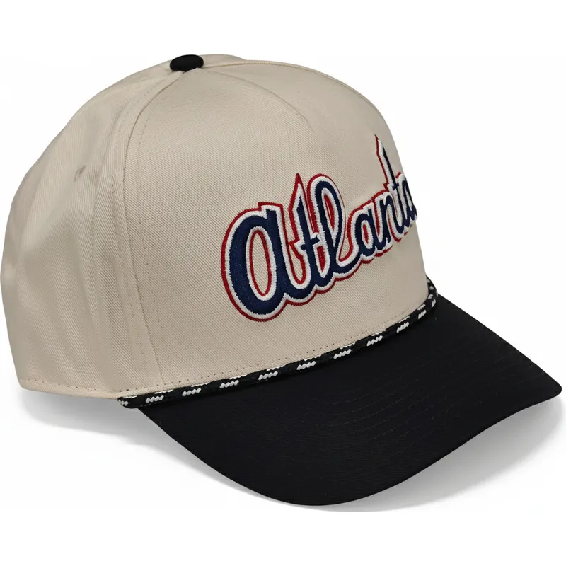 beige-och-svart-bojd-keps-snapback-rise-structured-fran-atlanta-braves-mlb-av-nike