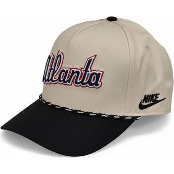 Gorra curva beige y negra snapback Rise Structured de Atlanta Braves MLB de Nike