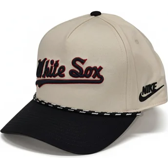 Casquette courbée beige et noire snapback Rise Structured Chicago White Sox MLB Nike