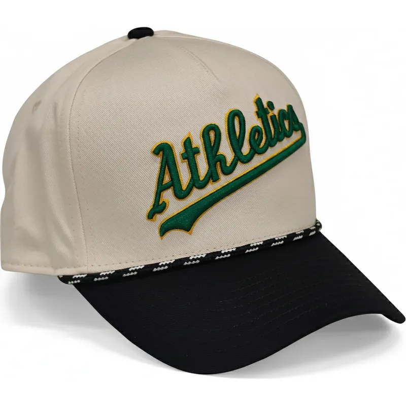 gorra-curva-beige-y-negra-snapback-rise-structured-de-oakland-athletics-mlb-de-nike