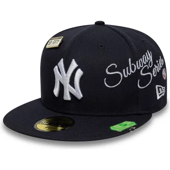 Marinblå platt keps justerad 59FIFTY Subway Series från New York Yankees MLB av New Era