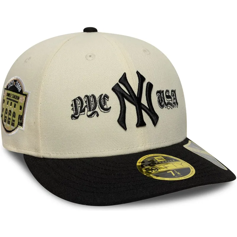 new-era-curved-brim-59fifty-low-profile-precurved-coops-new-york-yankees-mlb-beige-and-black-fitted-cap