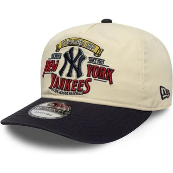 Beige und marineblaue verstellbare Curved Cap 19TWENTY Washed Graphic der New York Yankees MLB von New Era