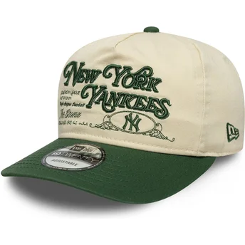 New Era Curved Brim 19TWENTY Washed Graphic New York Yankees MLB Beige and Green Adjustable Cap
