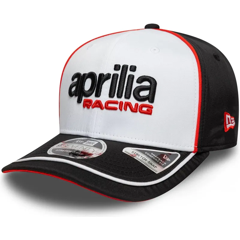 new-era-curved-brim-9seventy-stretch-snap-aprilia-piaggio-white-and-black-snapback-cap