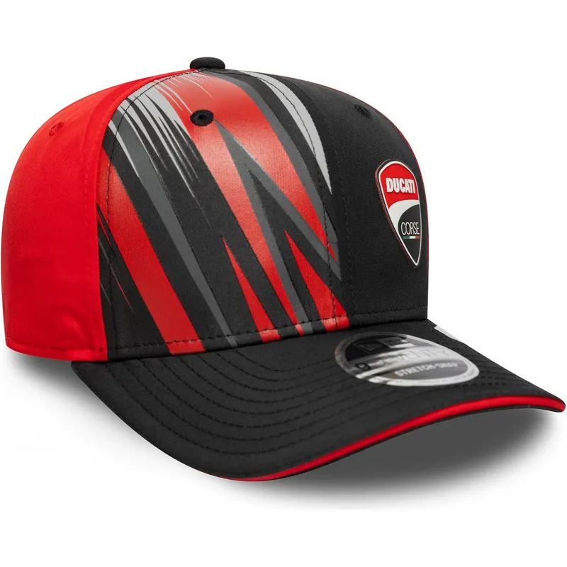 casquette-courbee-noire-et-rouge-snapback-9seventy-stretch-snap-print-ducati-motor-motogp-new-era