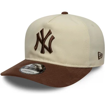 Casquette courbée beige et marron ajustable 9FIFTY A Frame Suede Visor New York Yankees MLB New Era