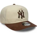 new-era-curved-brim-9fifty-a-frame-suede-visor-new-york-yankees-mlb-beige-and-brown-adjustable-cap