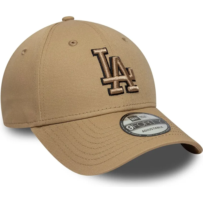 gorra-curva-marron-ajustable-con-logo-marron-9forty-outline-de-los-angeles-dodgers-mlb-de-new-era