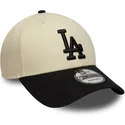 new-era-curved-brim-9forty-colour-block-los-angeles-dodgers-mlb-beige-and-black-adjustable-cap