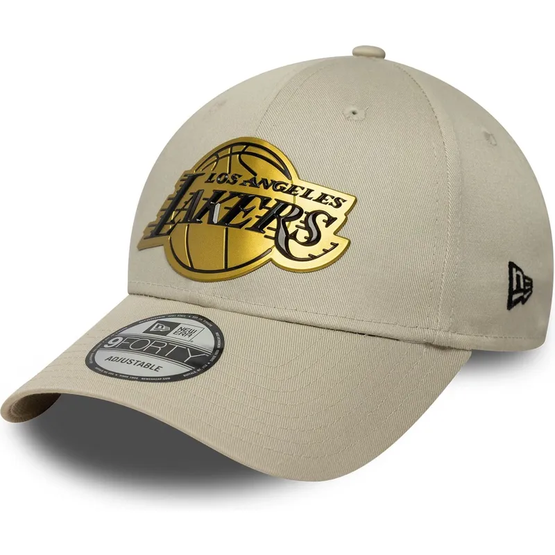 casquette-courbee-beige-snapback-9forty-metallic-los-angeles-lakers-nba-new-era
