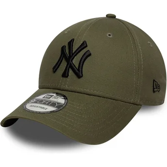 New Era Curved Brim Black Logo 9FORTY League Essential New York Yankees MLB Green Adjustable Cap